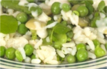 Rice with Alosparajus and Peas